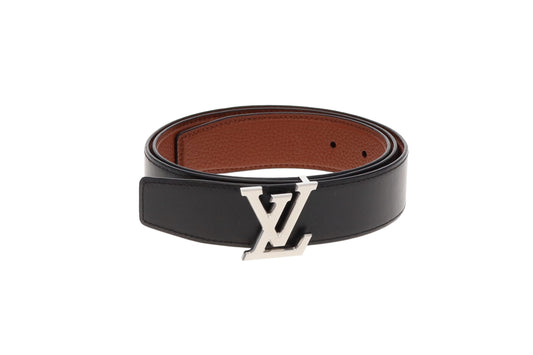 LV Black and Cognac Leather Heritage 35mm Reversible Belt 95/36