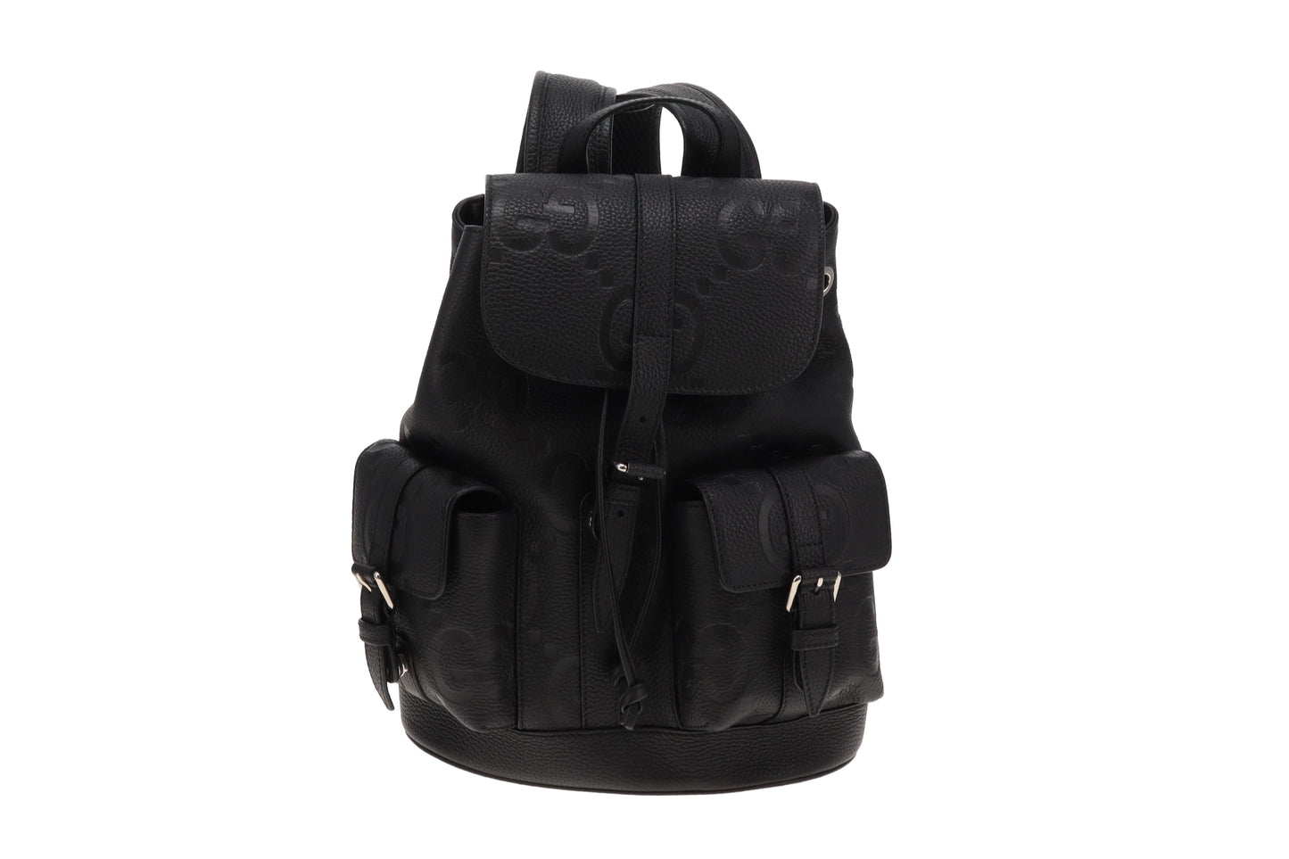 Gucci Black Jumbo GG Leather Small Backpack