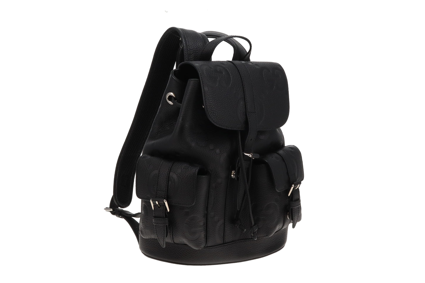 Gucci Black Jumbo GG Leather Small Backpack