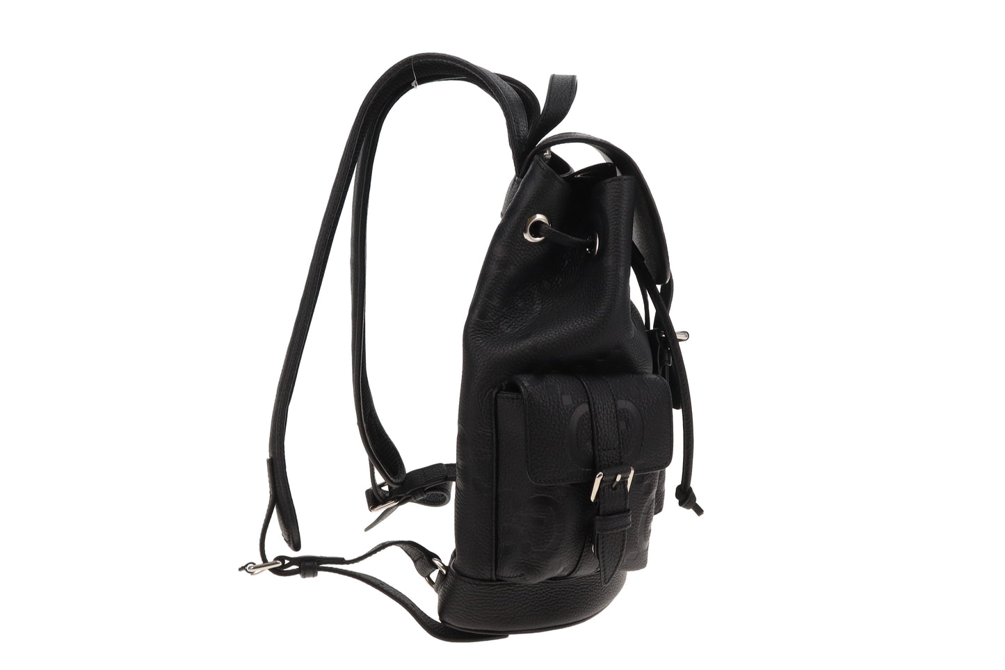 Gucci Black Jumbo GG Leather Small Backpack