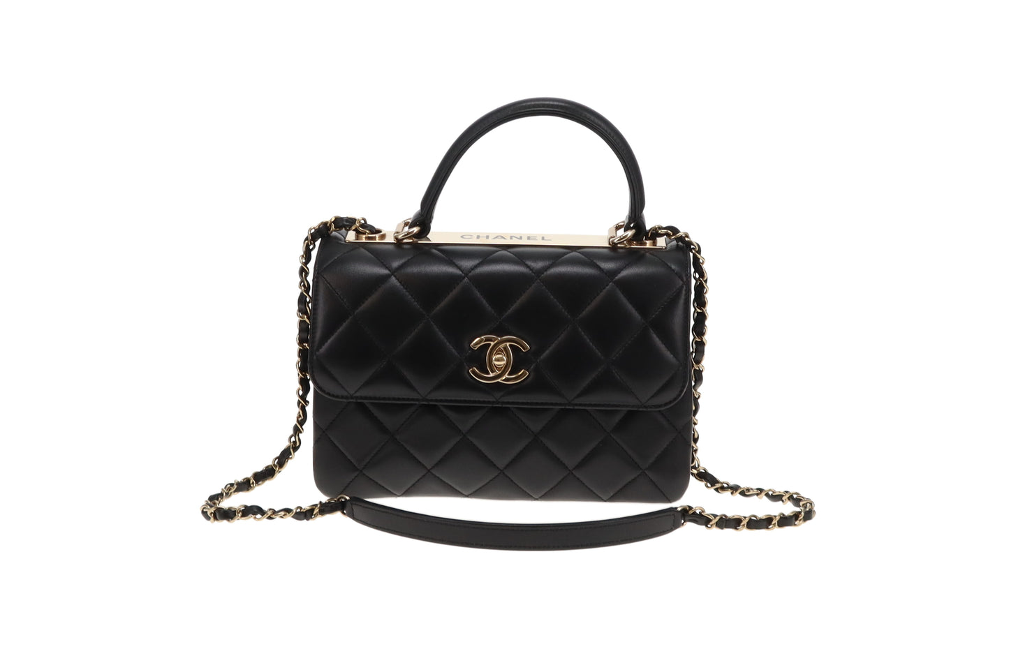 Chanel Black Lambskin GHW Small Trendy CC Top handle (NFID)