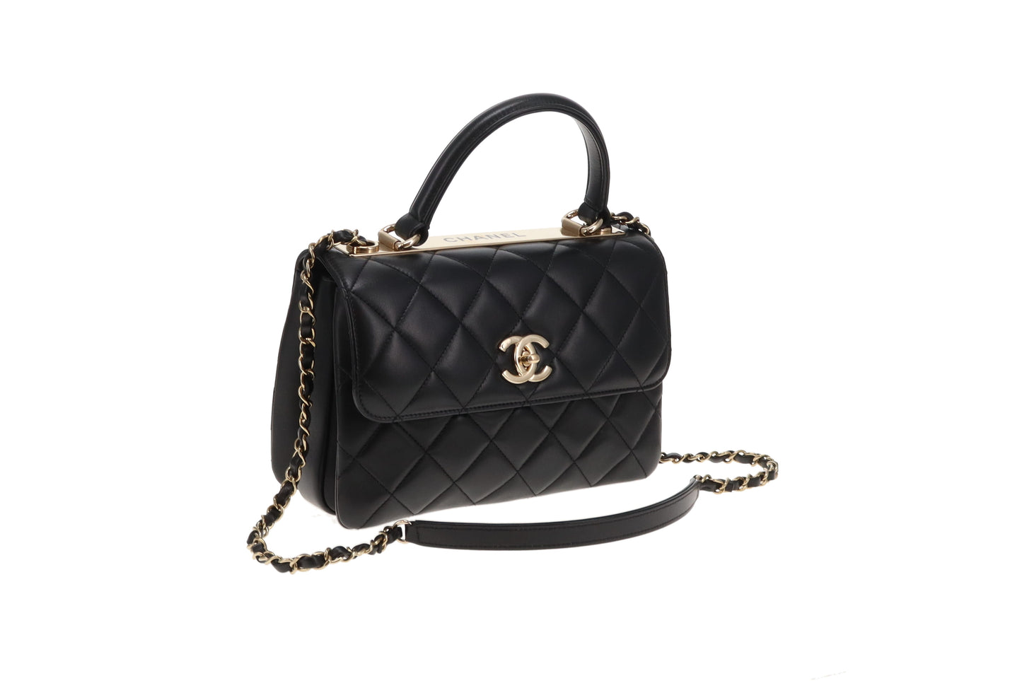 Chanel Black Lambskin GHW Small Trendy CC Top handle (NFID)