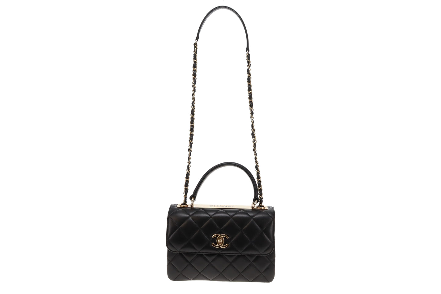 Chanel Black Lambskin GHW Small Trendy CC Top handle (NFID)