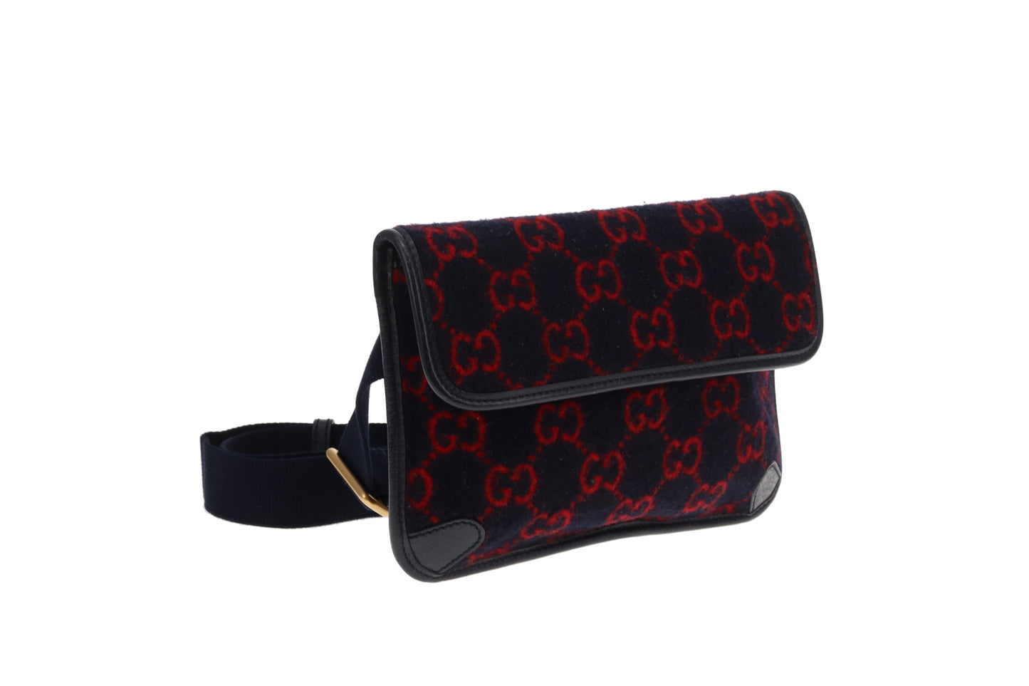 Gucci Waist Bag GG Wool Red and Navy