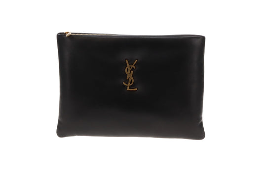 Saint Laurent Black Lambskin Calypso Small Pouch 2023