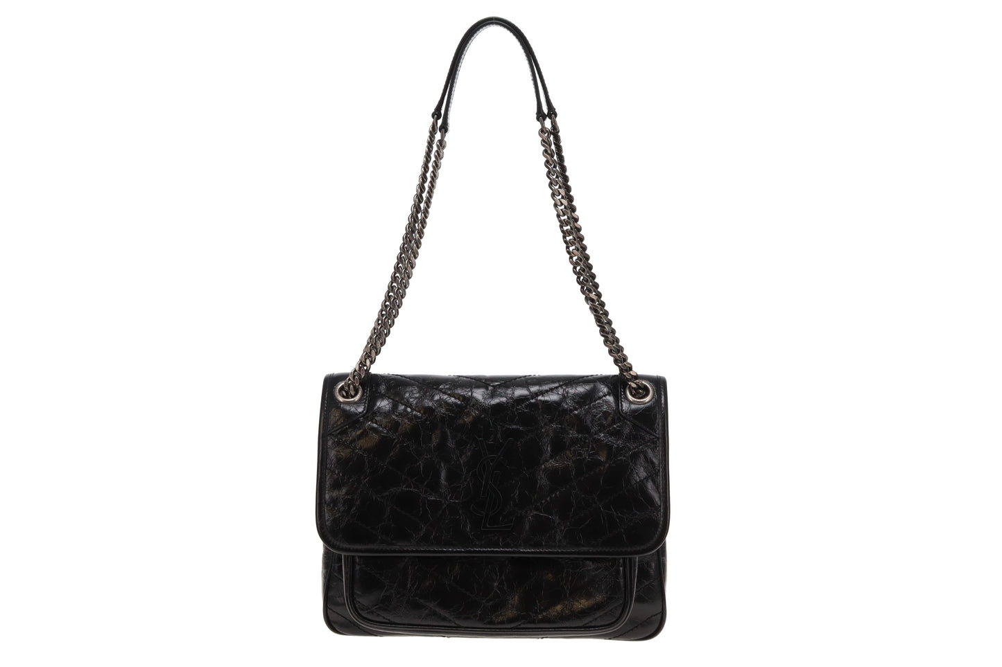 Saint Laurent Black Vintage Leather SHW Medium Niki 2024