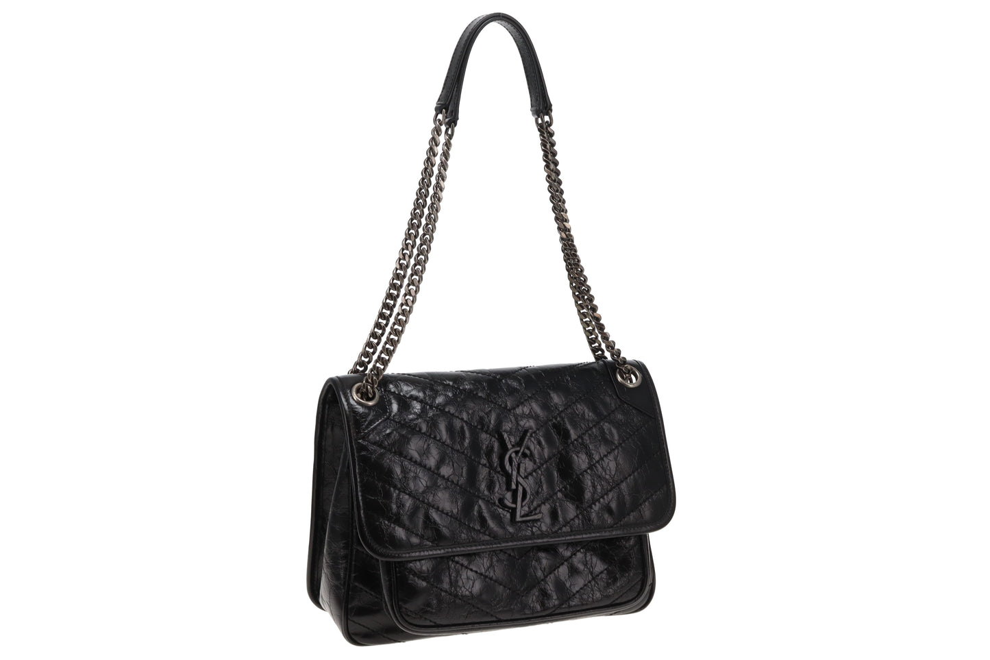 Saint Laurent Black Vintage Leather SHW Medium Niki 2024