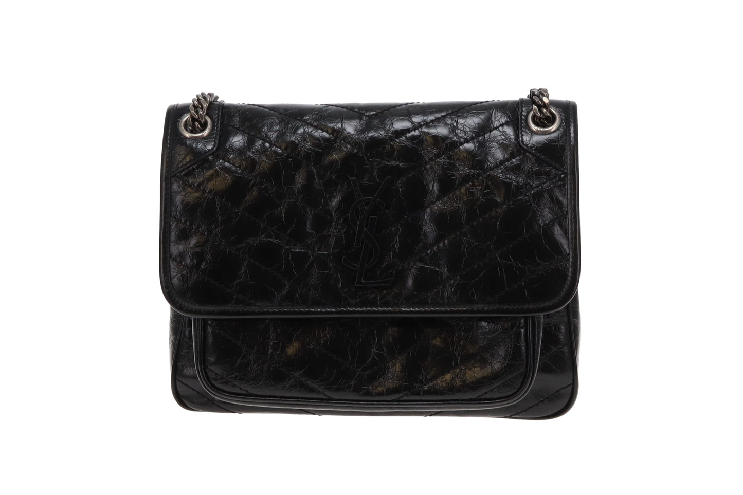 Saint Laurent Black Vintage Leather SHW Medium Niki 2024