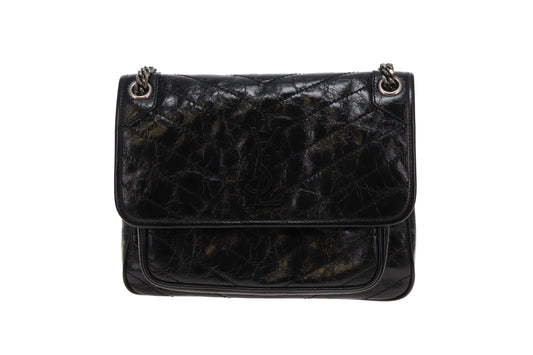 Saint Laurent Black Vintage Leather SHW Medium Niki 2024