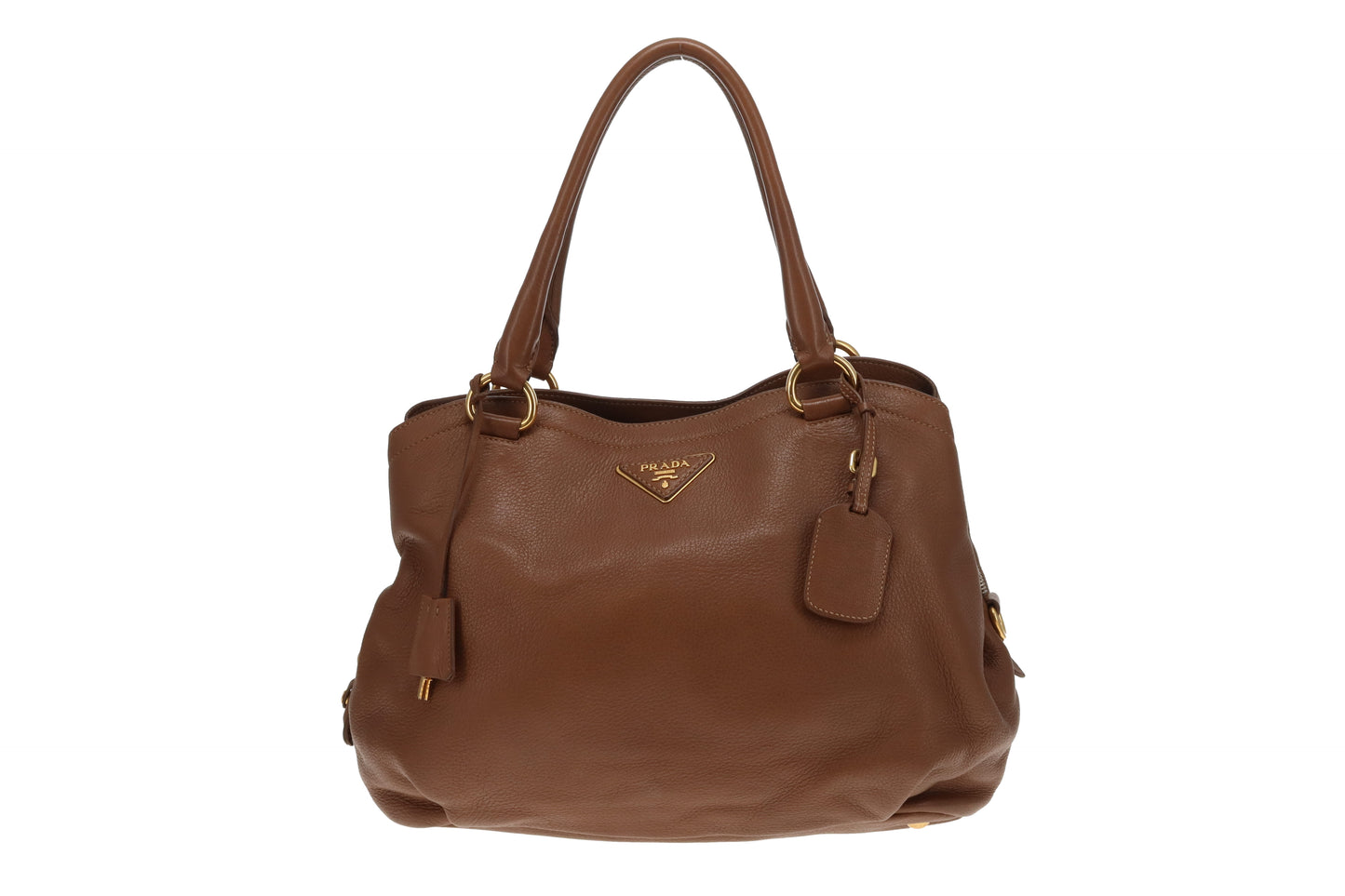Prada Shoulder Bag Dual Zip Tan GHW