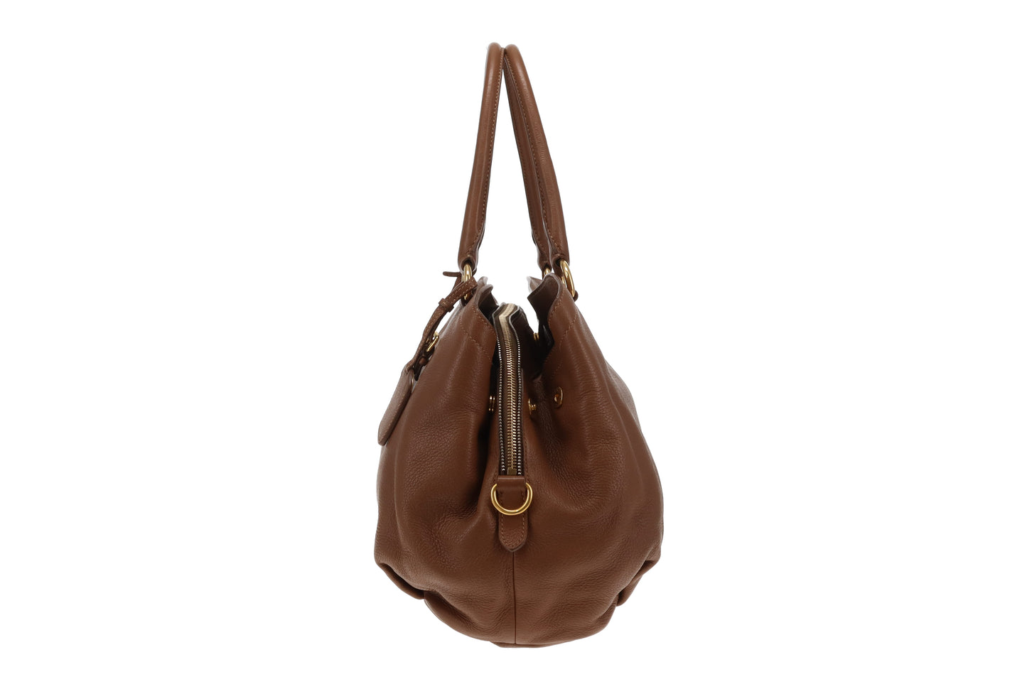 Prada Shoulder Bag Dual Zip Tan GHW