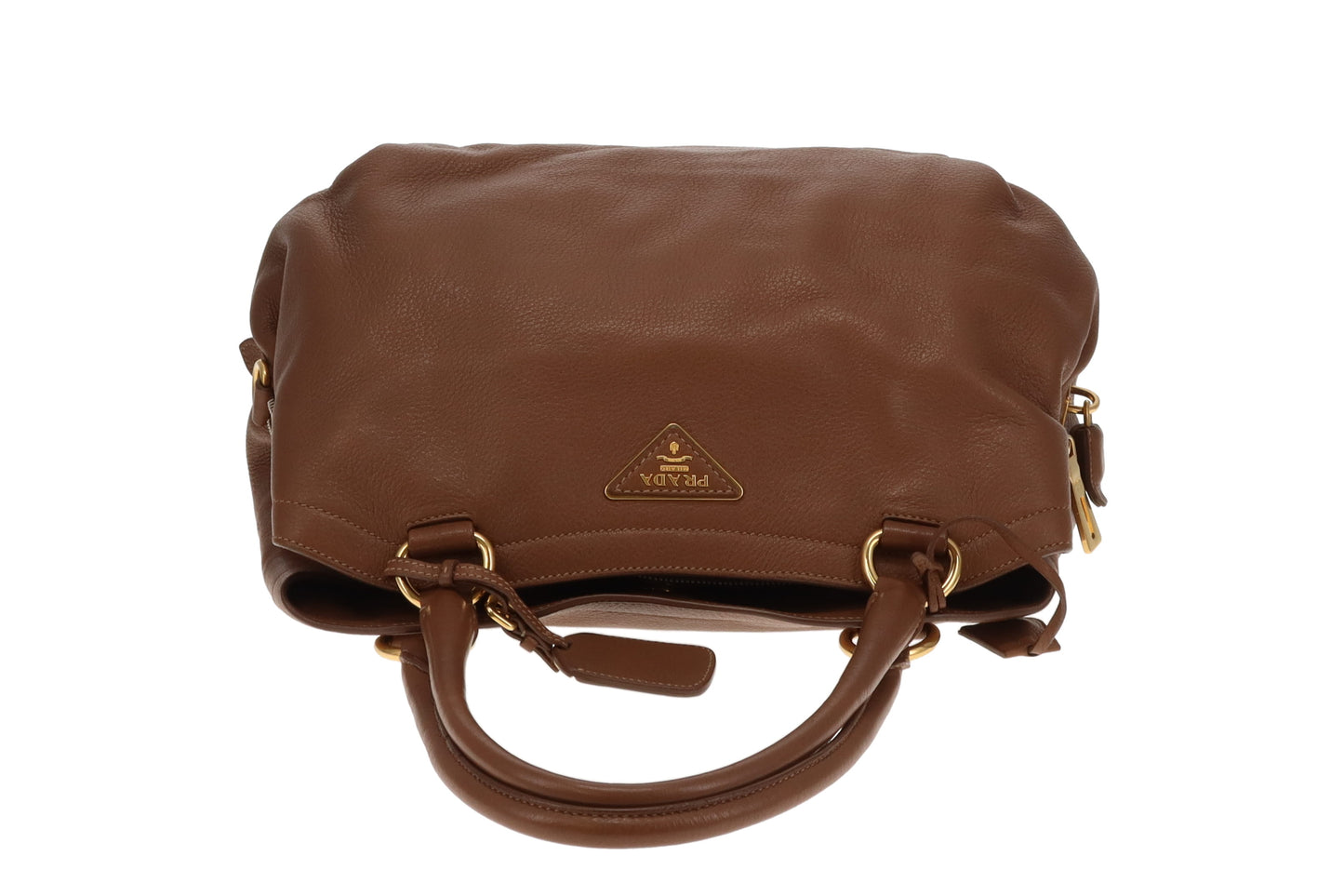 Prada Shoulder Bag Dual Zip Tan GHW