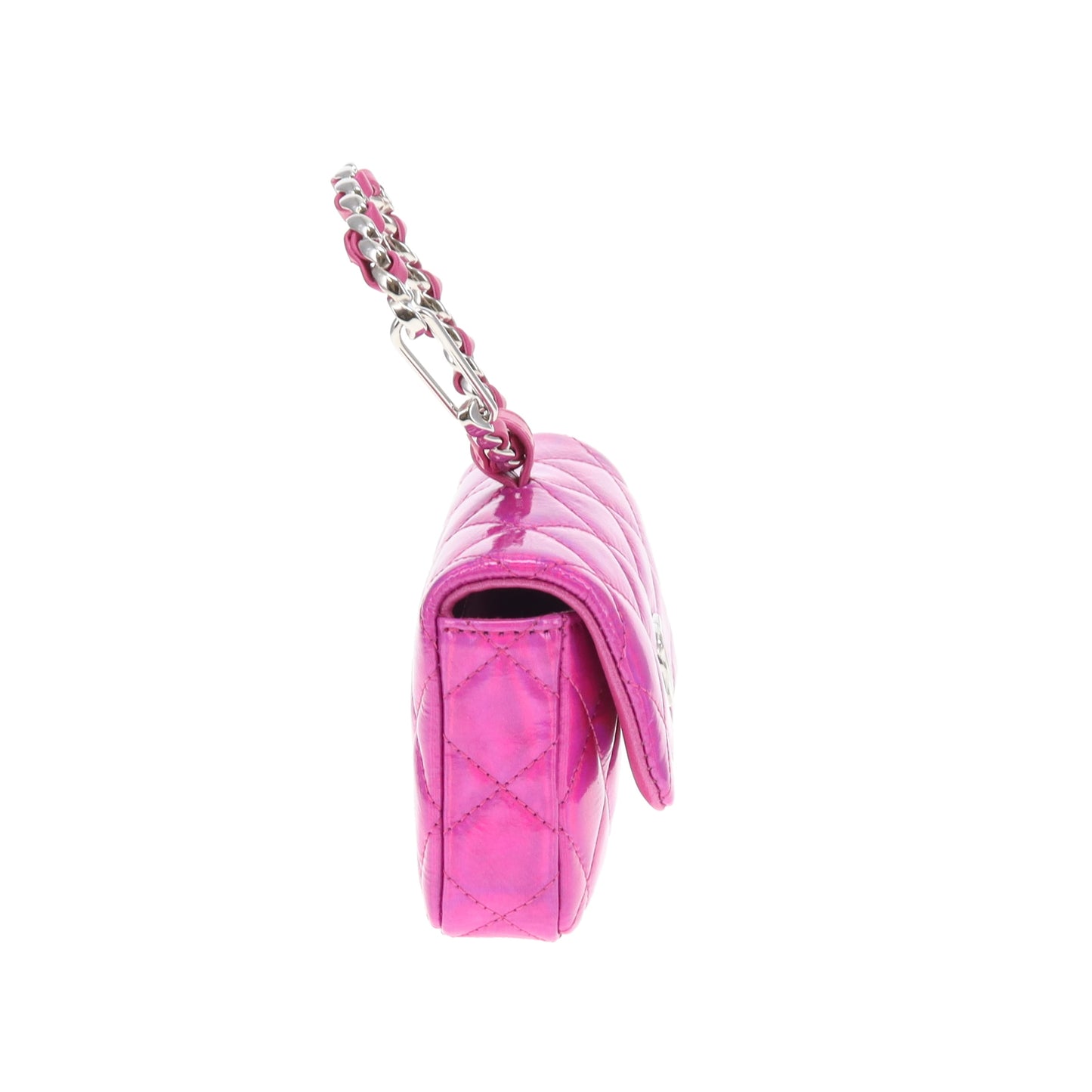 Chanel Hook Cardholder Pink Iridescent Quilted Patent (VIP Gift)