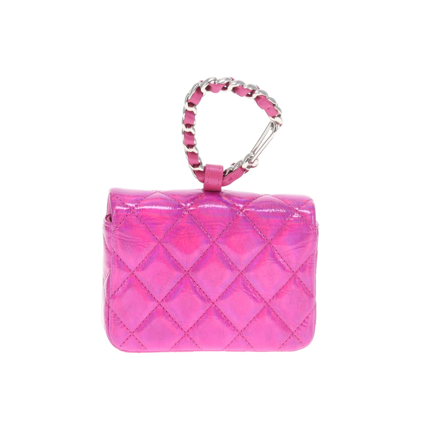 Chanel Hook Cardholder Pink Iridescent Quilted Patent (VIP Gift)