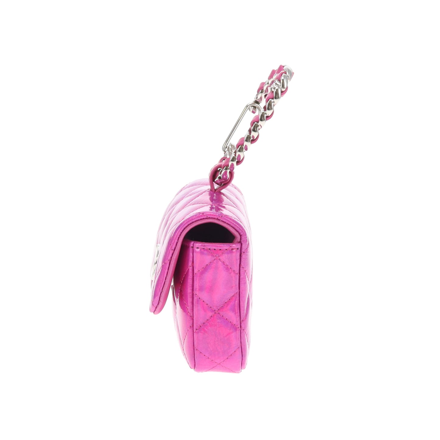 Chanel Hook Cardholder Pink Iridescent Quilted Patent (VIP Gift)