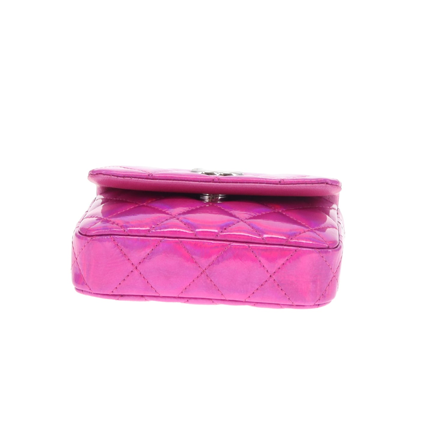 Chanel Hook Cardholder Pink Iridescent Quilted Patent (VIP Gift)