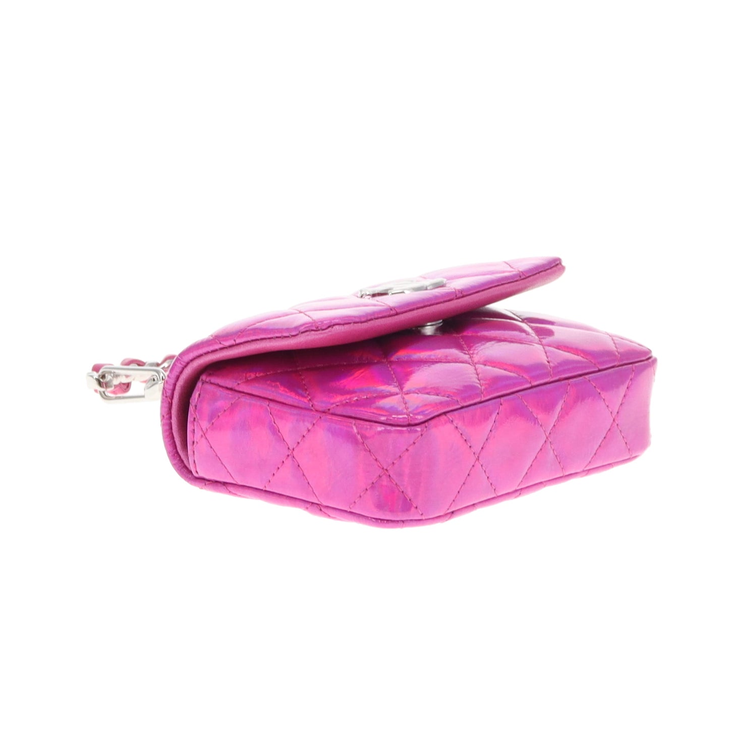 Chanel Hook Cardholder Pink Iridescent Quilted Patent (VIP Gift)