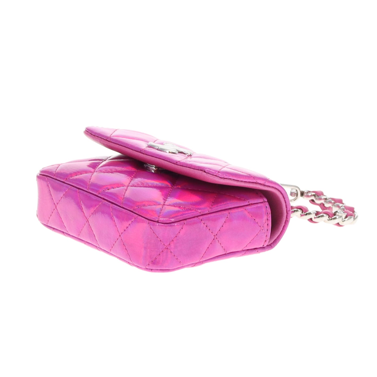 Chanel Hook Cardholder Pink Iridescent Quilted Patent (VIP Gift)