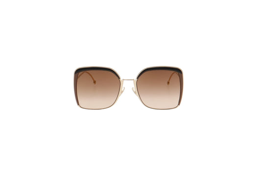 Fendi Goldtone and Acetate Square Lens F is Fendi Logo Oversized Sunglasses