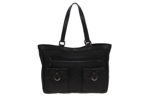 Gucci Abbey Pockets Tote Bag Black GG Canvas