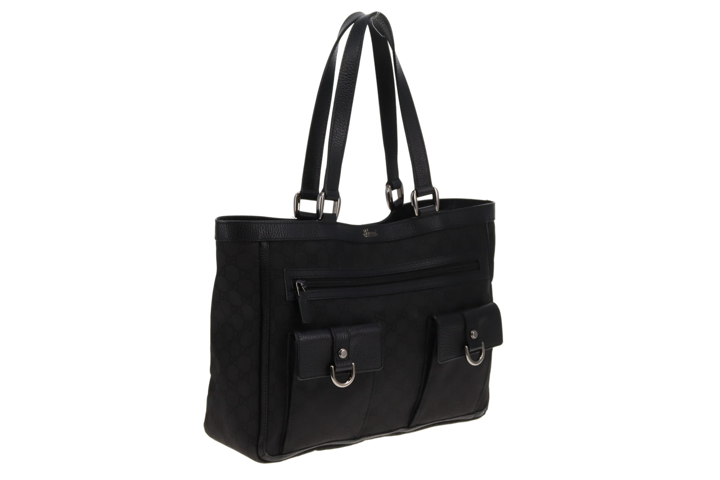 Gucci Abbey Pockets Tote Bag Black GG Canvas