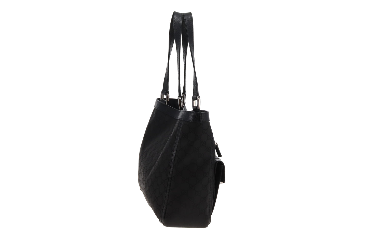 Gucci Abbey Pockets Tote Bag Black GG Canvas