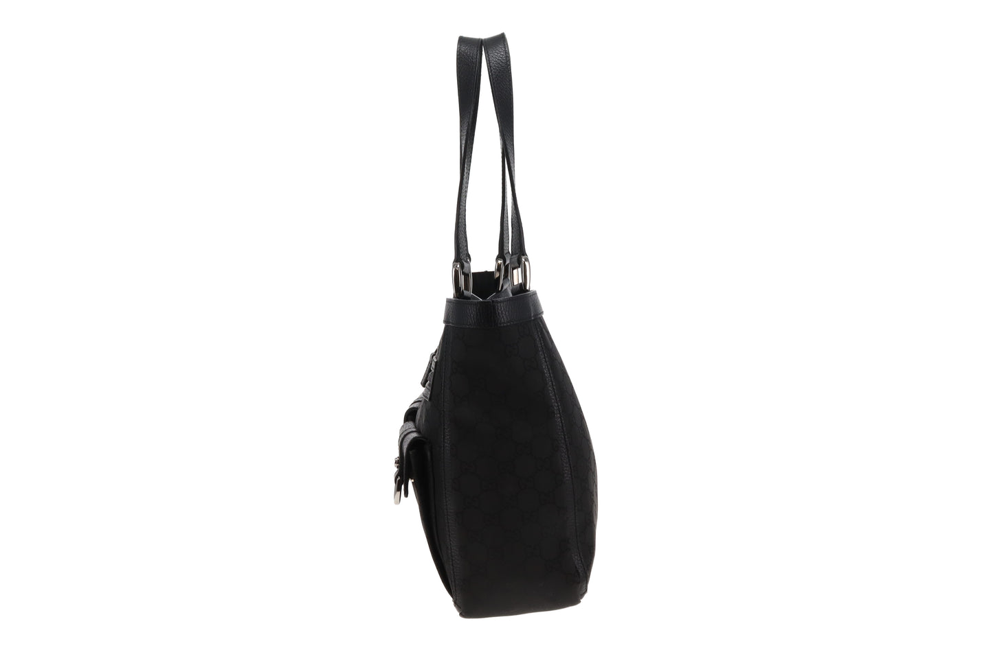 Gucci Abbey Pockets Tote Bag Black GG Canvas