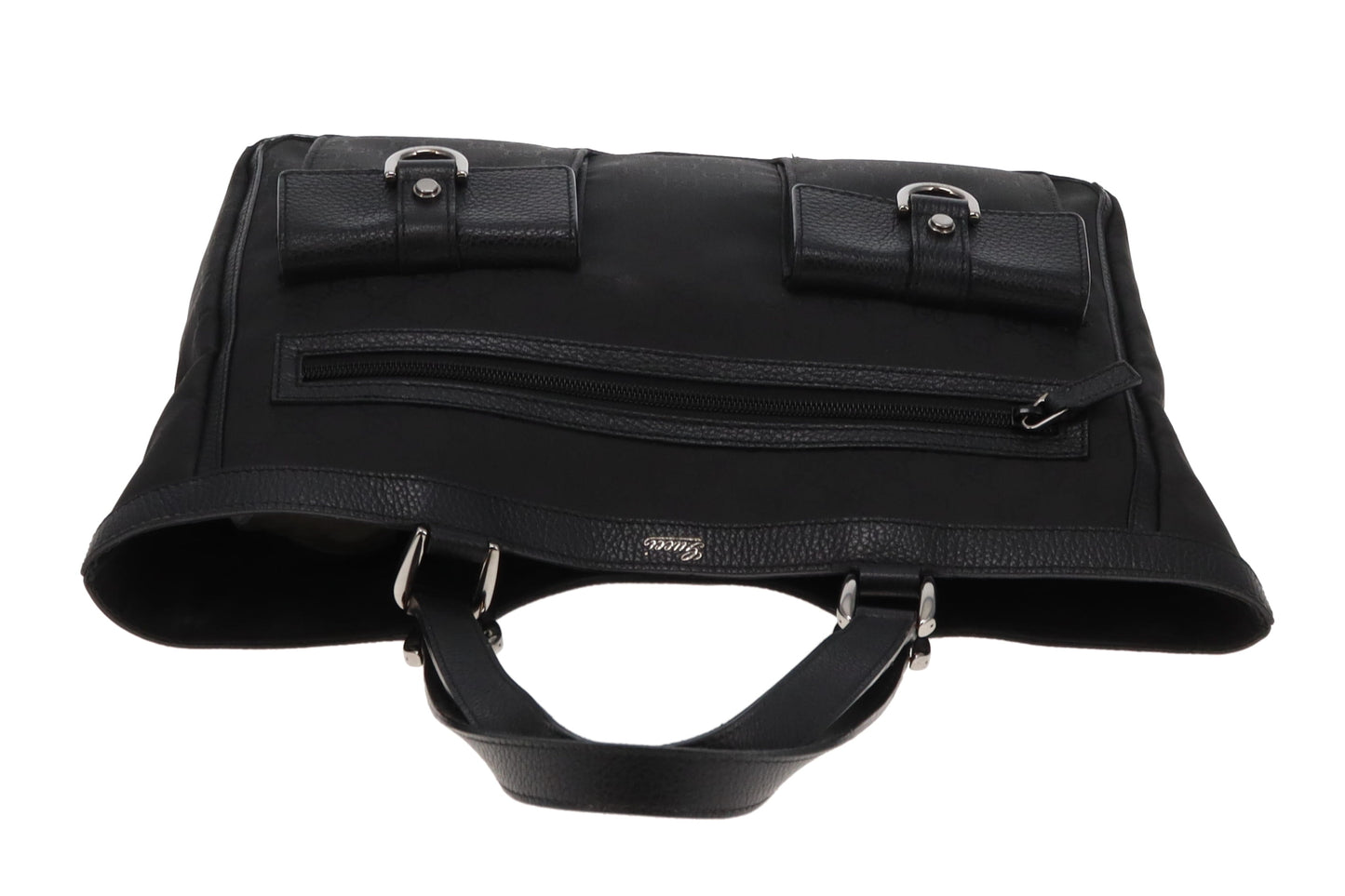 Gucci Abbey Pockets Tote Bag Black GG Canvas