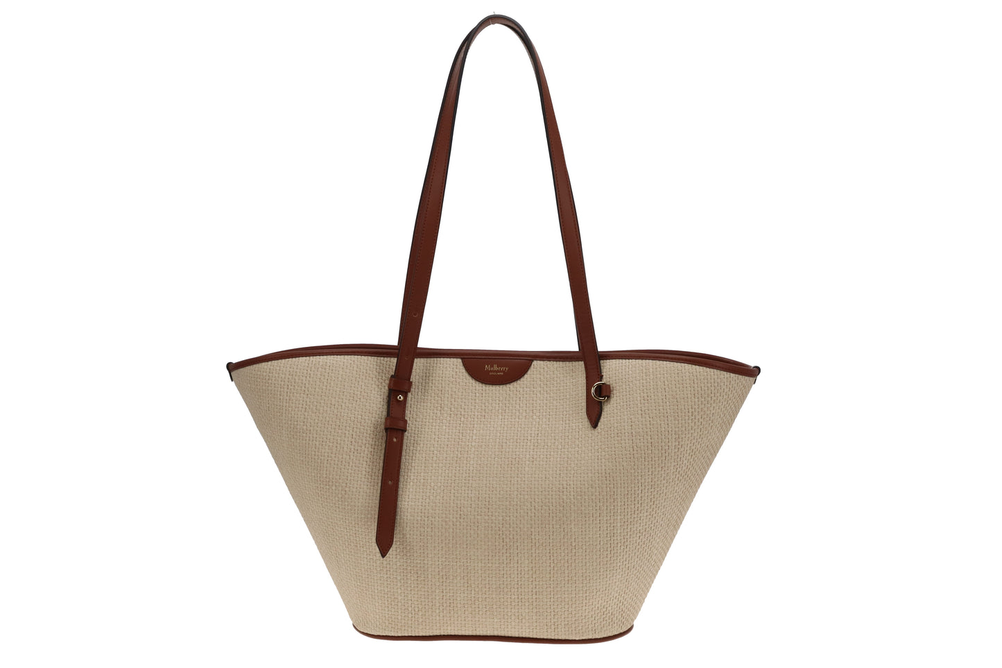 Mulberry Basket Tote Raffia and Oak Leather