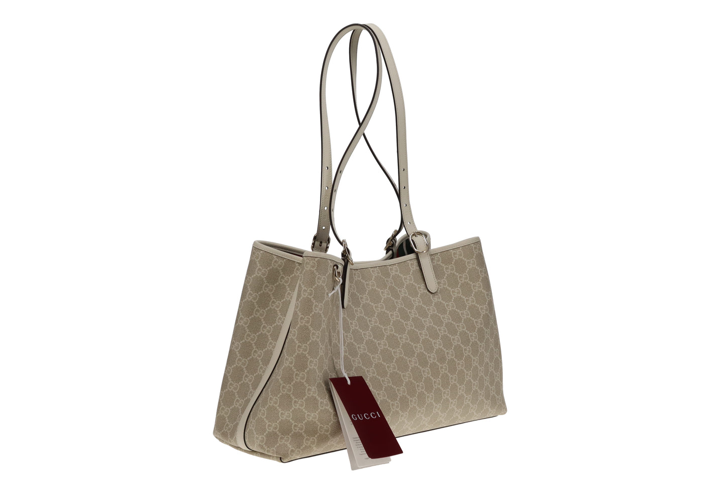 Gucci Emblem Large Tote Bag Beige and White GG Supreme