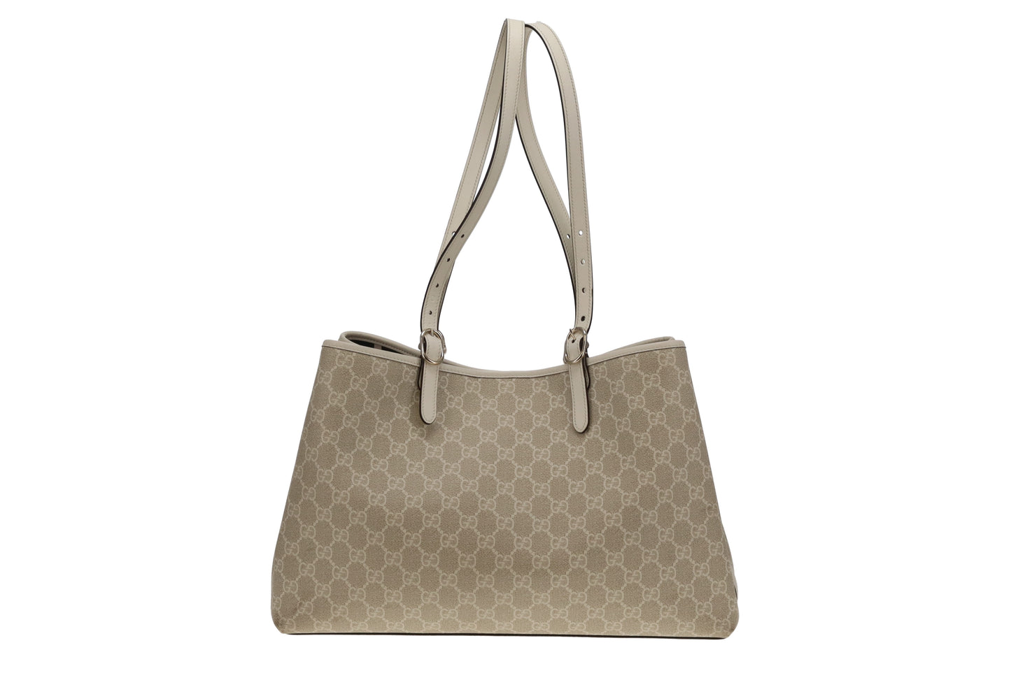 Gucci Emblem Large Tote Bag Beige and White GG Supreme