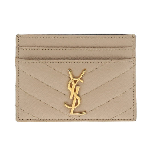 Saint Laurent Tech Card Holder Beige Grain De Poudre