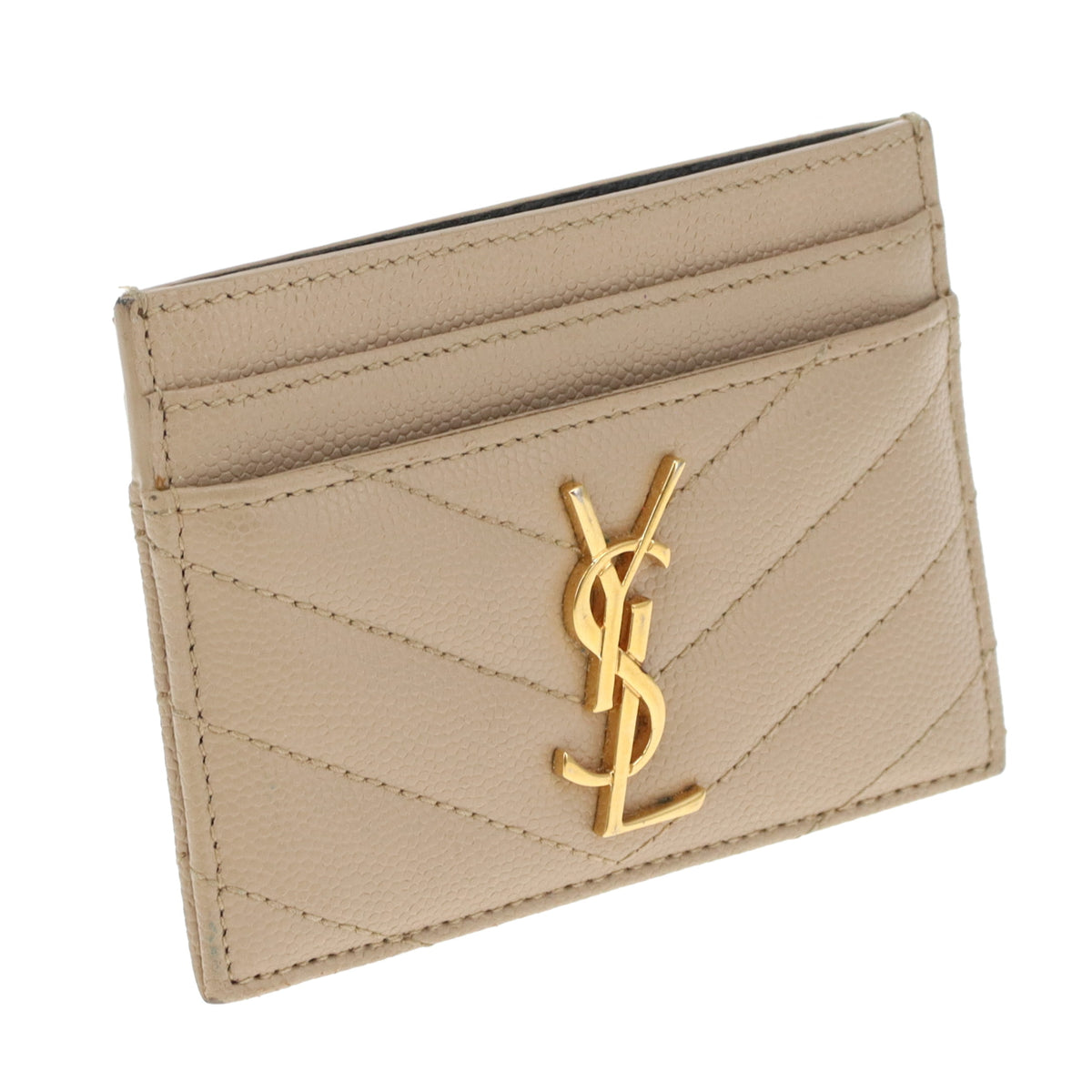 Saint Laurent Tech Card Holder Beige Grain De Poudre