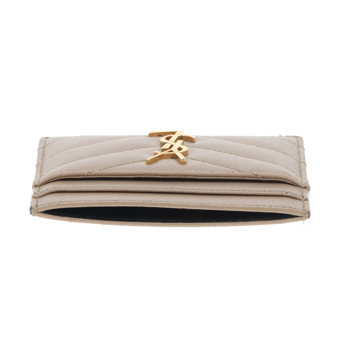 Saint Laurent Tech Card Holder Beige Grain De Poudre