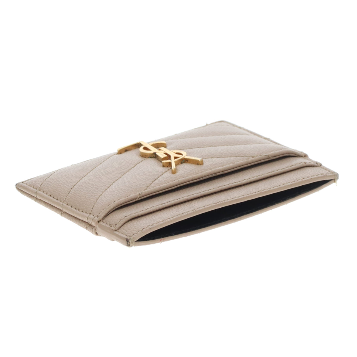 Saint Laurent Tech Card Holder Beige Grain De Poudre
