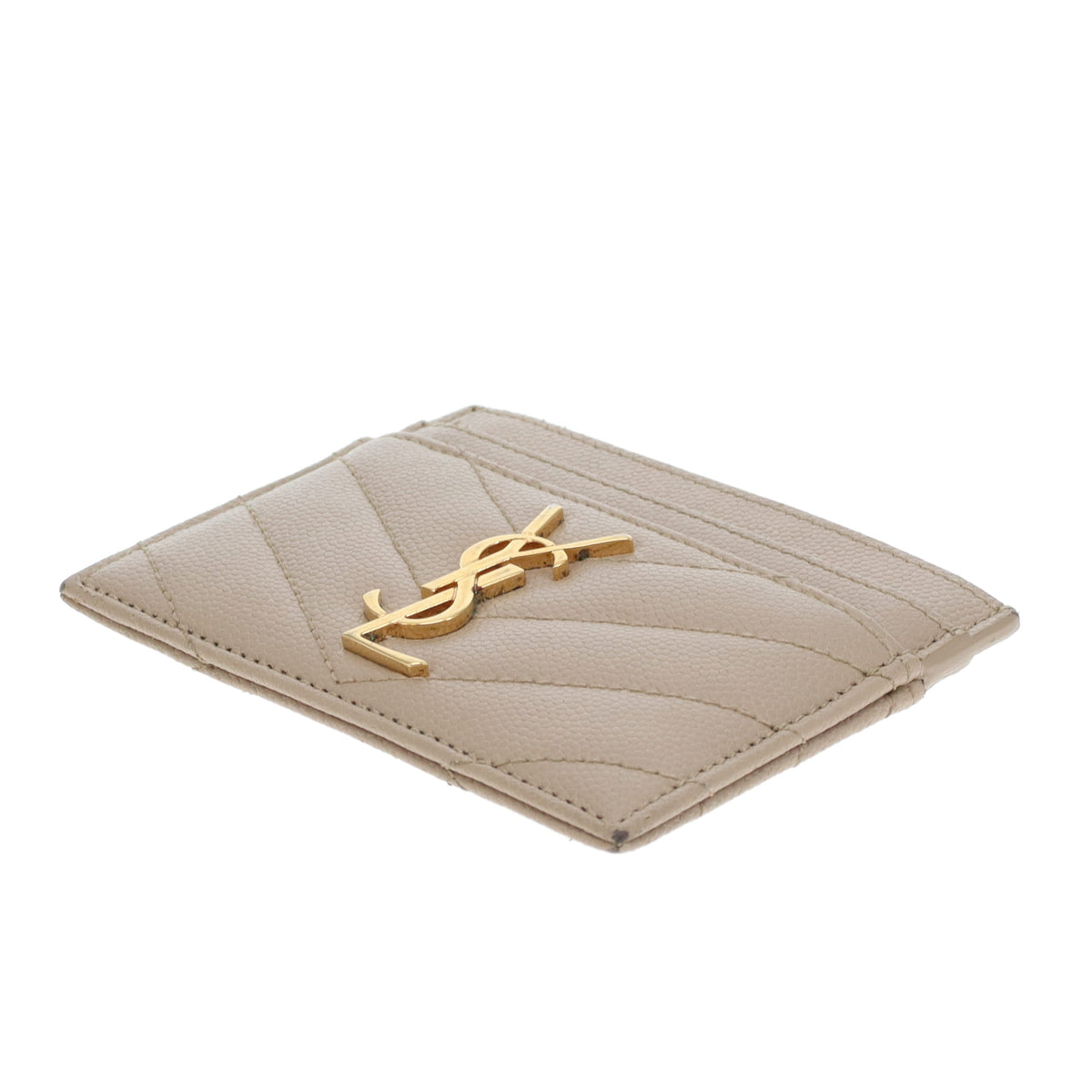 Saint Laurent Tech Card Holder Beige Grain De Poudre