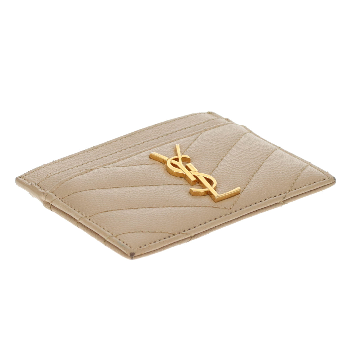Saint Laurent Tech Card Holder Beige Grain De Poudre