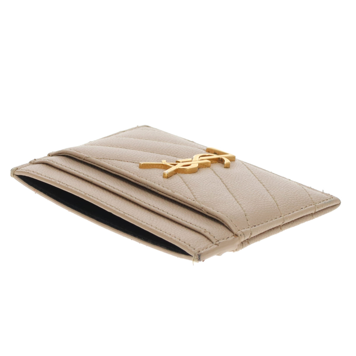 Saint Laurent Tech Card Holder Beige Grain De Poudre