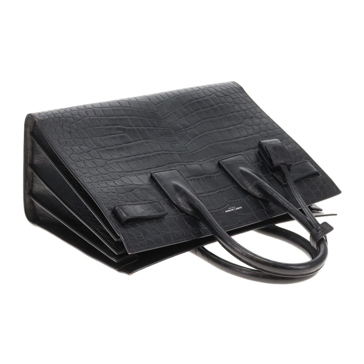 Saint Laurent Sac Du Jour Black Croc Embossed