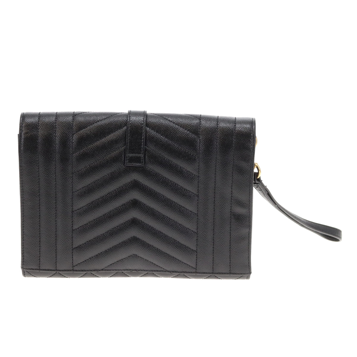 Saint Laurent College Pouch Black Grain De Poudre