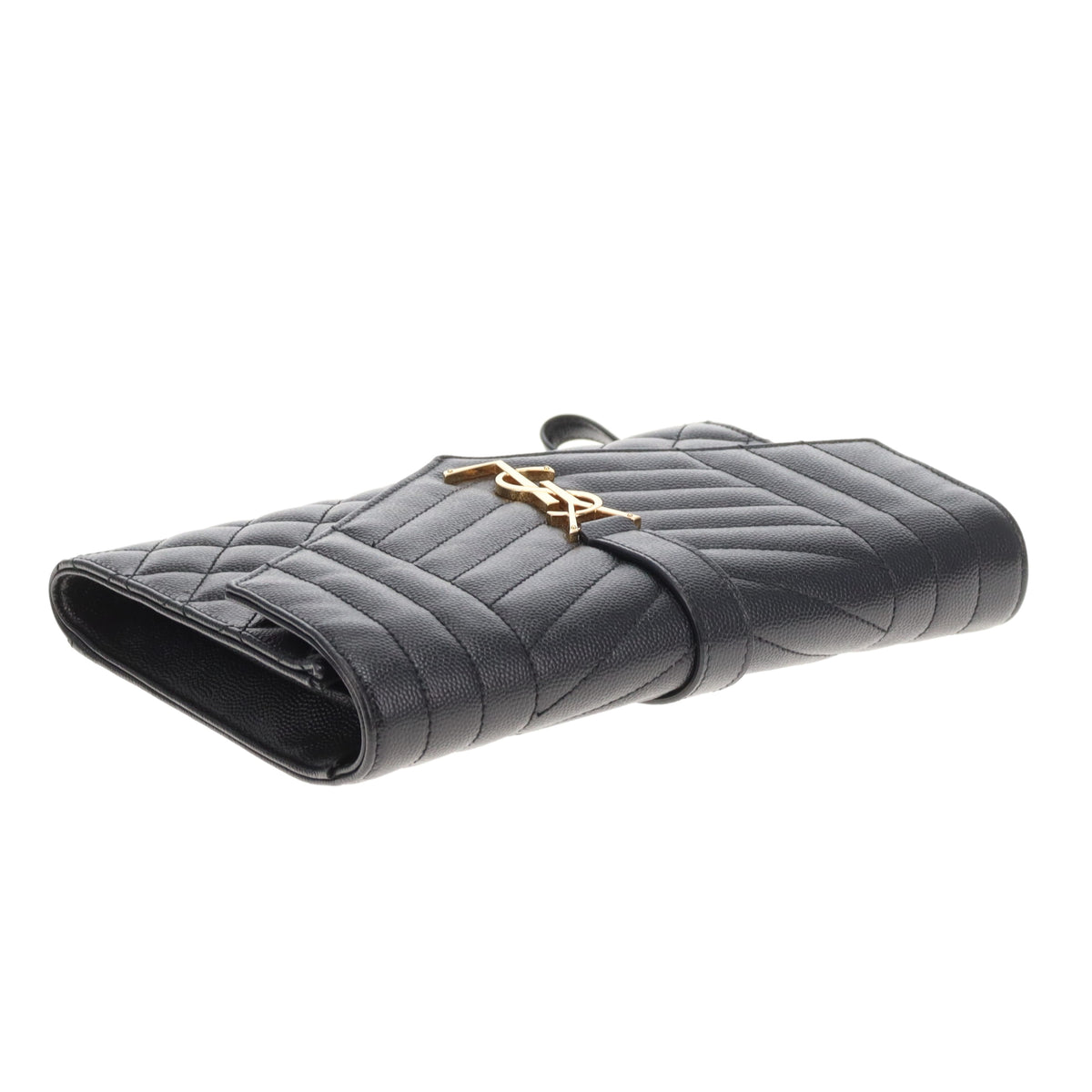 Saint Laurent College Pouch Black Grain De Poudre