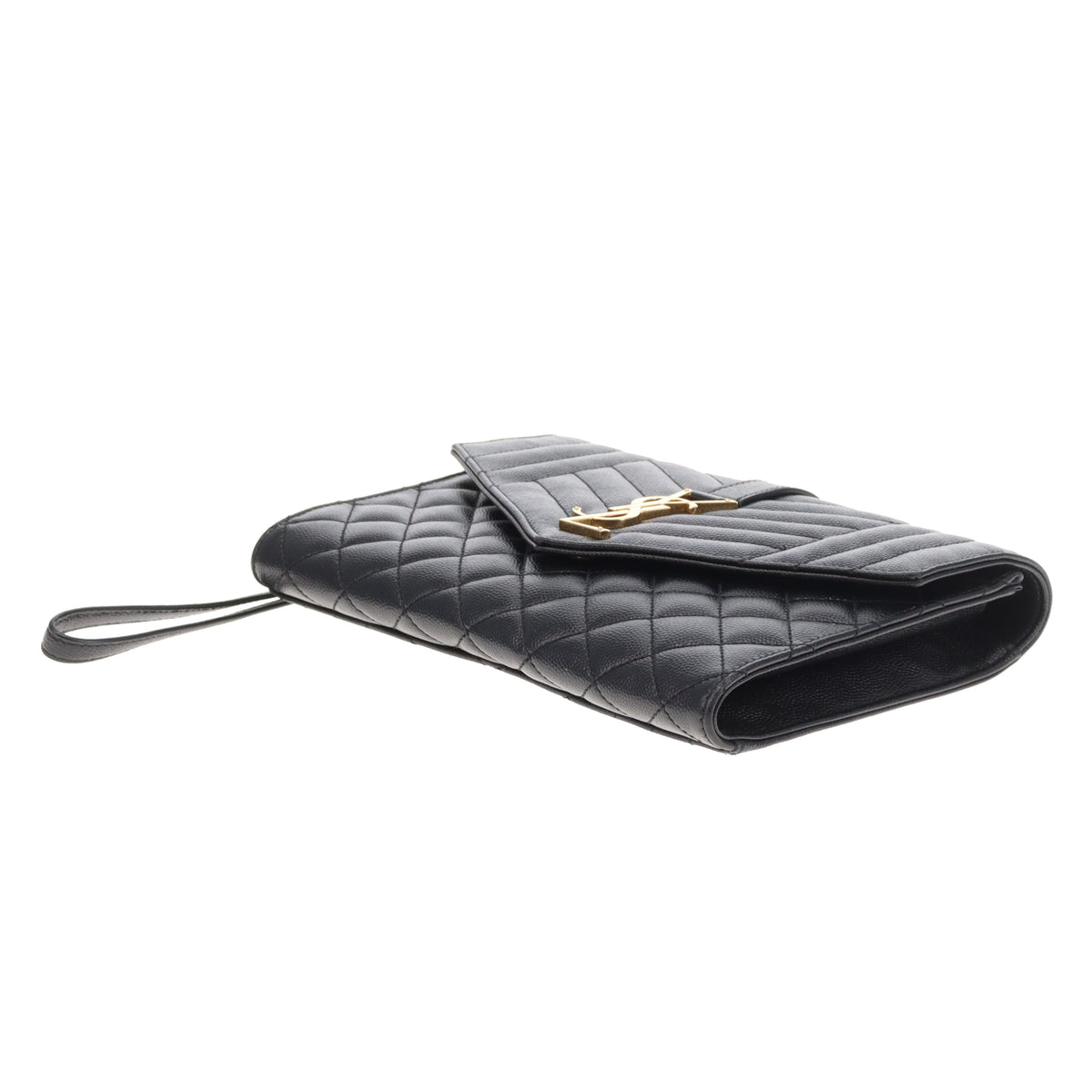 Saint Laurent College Pouch Black Grain De Poudre