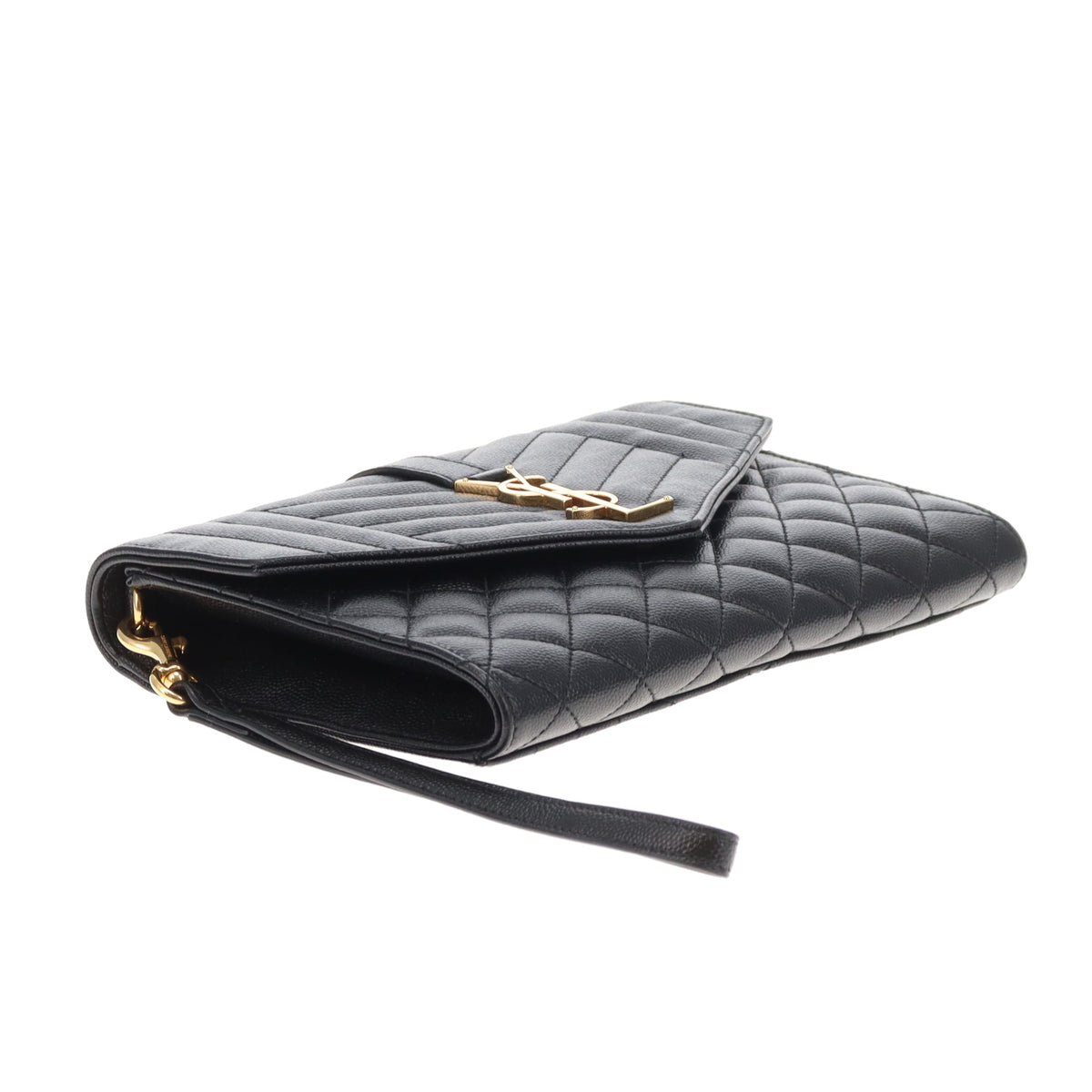 Saint Laurent College Pouch Black Grain De Poudre