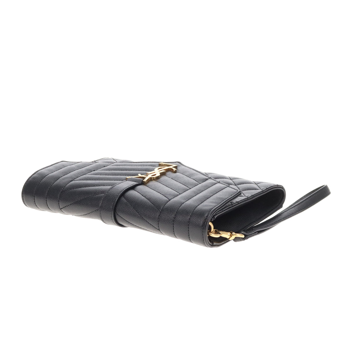 Saint Laurent College Pouch Black Grain De Poudre