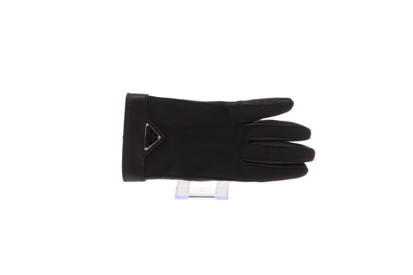 Prada Nylon Black and Lambskin Gloves size 7 1/2