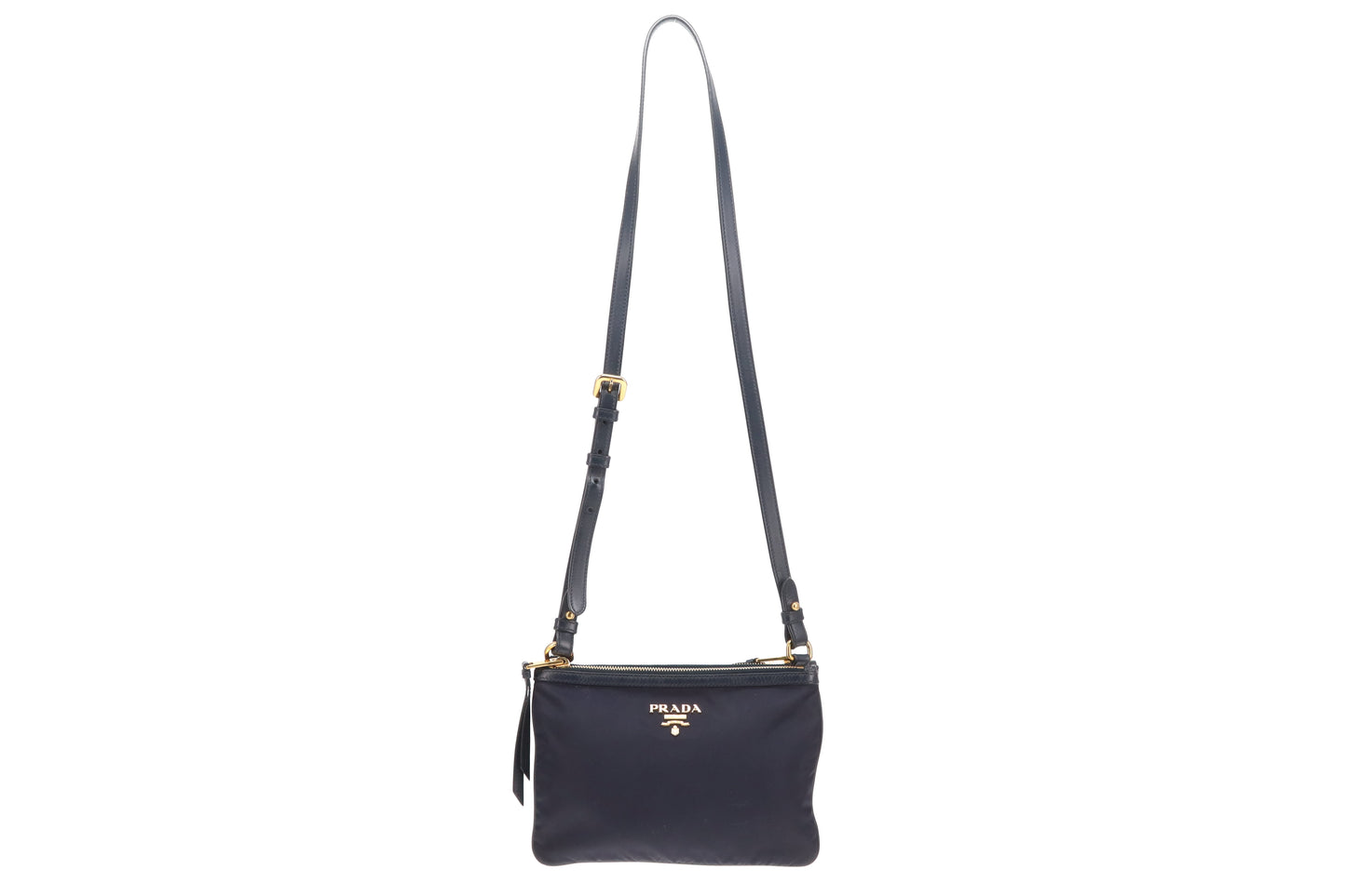 Prada Double Pouch Crossbody Bag Navy Nylon