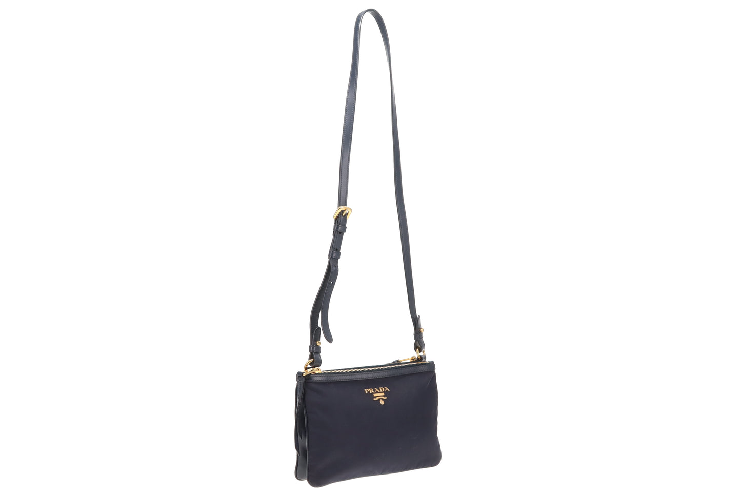 Prada Double Pouch Crossbody Bag Navy Nylon