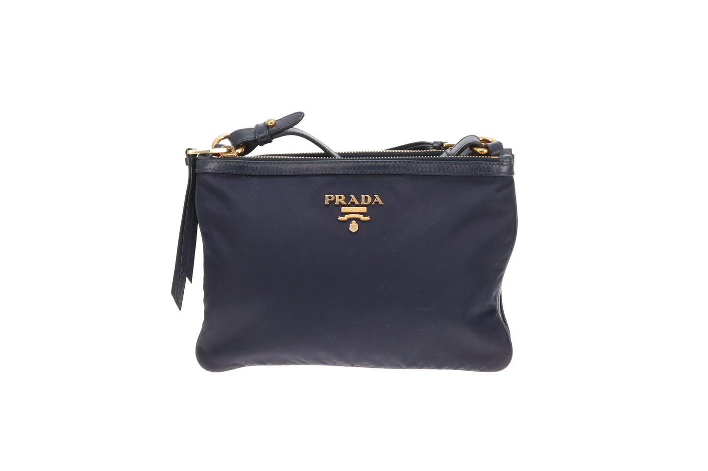 Prada Double Pouch Crossbody Bag Navy Nylon