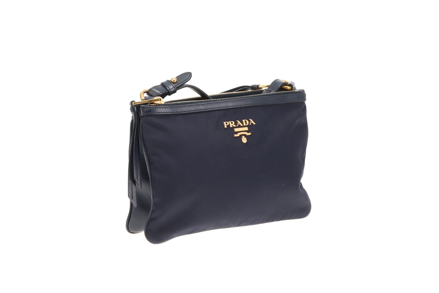 Prada Double Pouch Crossbody Bag Navy Nylon