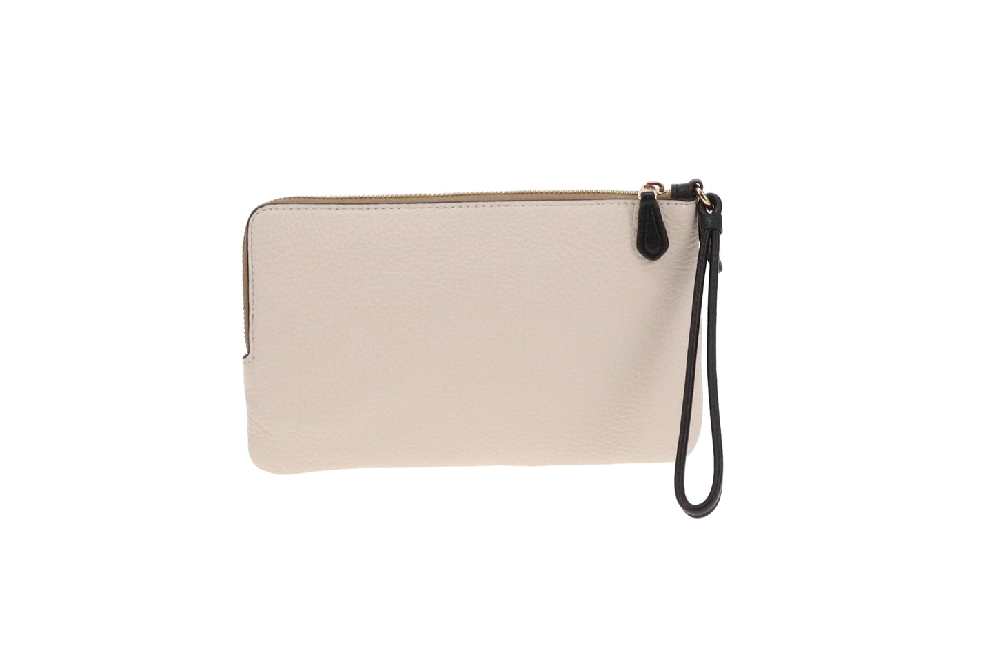 Coach Double Zip Pouch Wristley Beige & Chalk